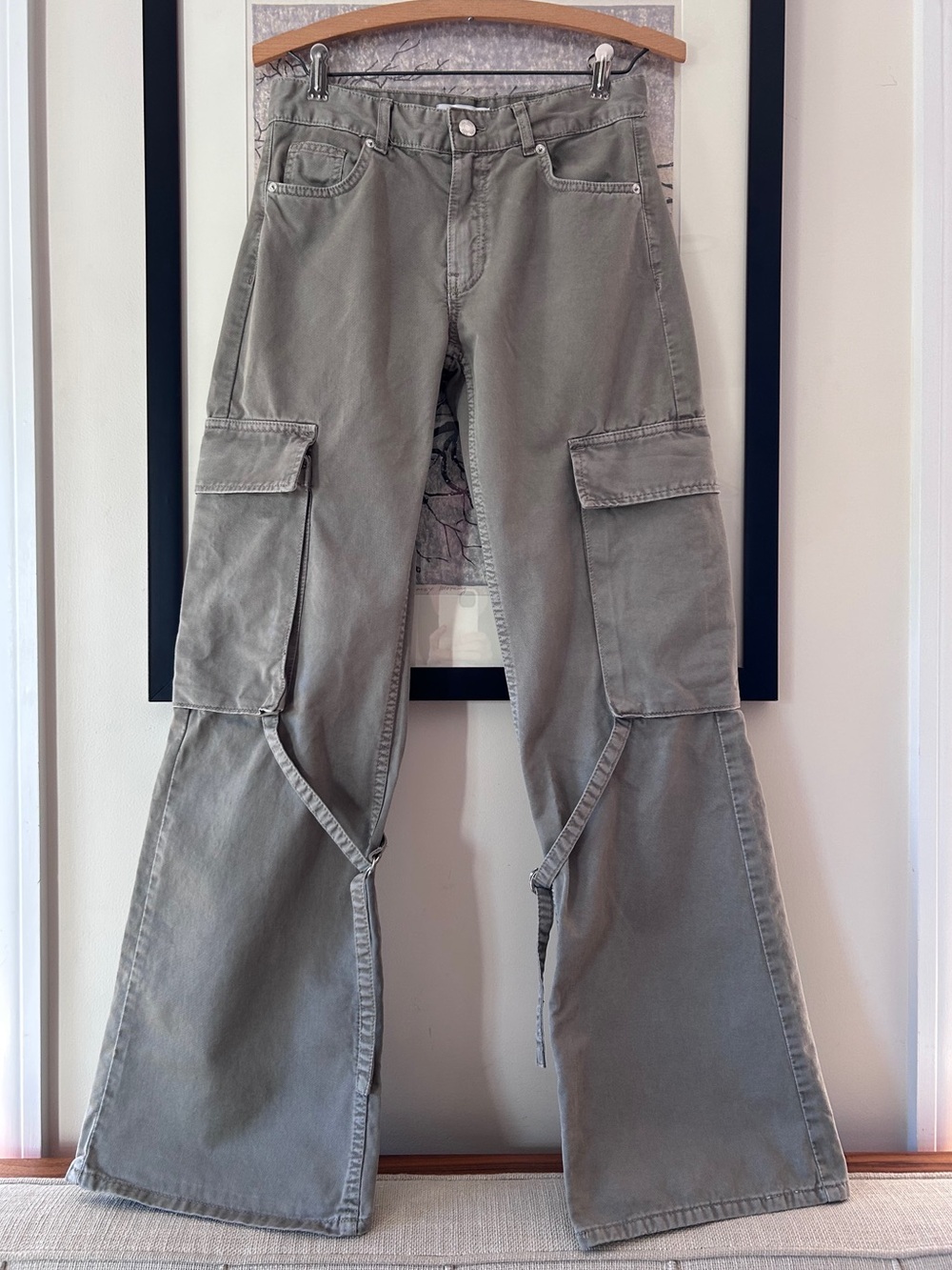 Zara Wide Leg Cargo Pants with Strap Detail